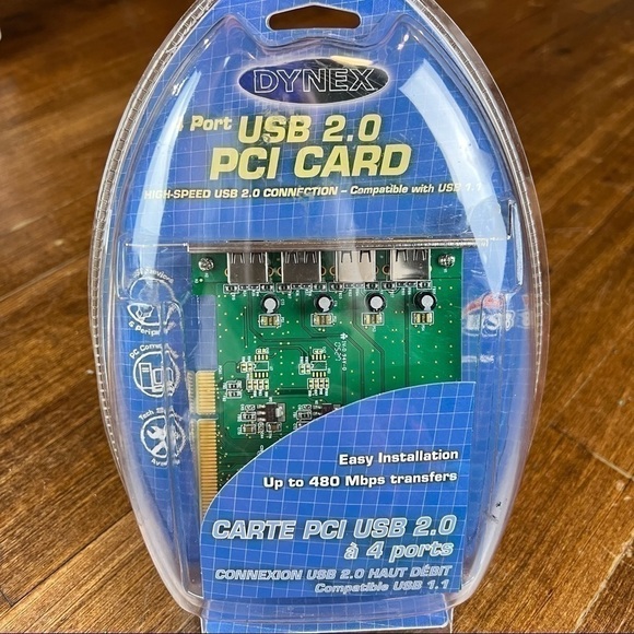 Dynex DX-UC104 (4-Port) USB 2.0 PCI Desktop Card Host Adapter NIB NEW - Picture 1 of 7